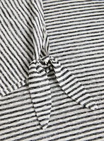 Knotted Sleeve Striped T-Shirt