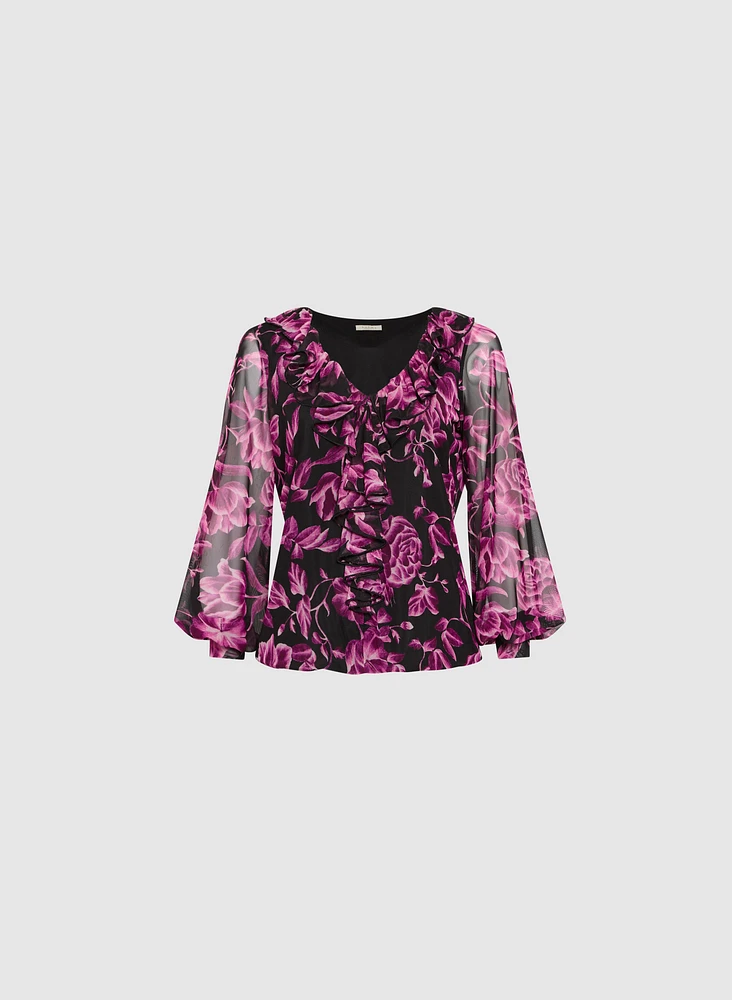 Floral Print Ruffled Top