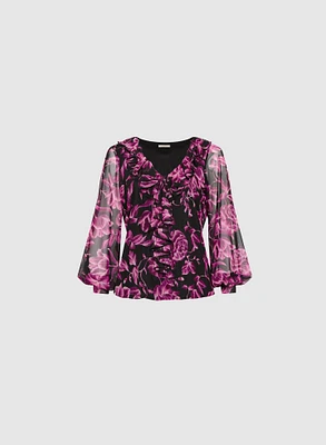 Floral Print Ruffled Top