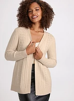 Cardigan à mailles torsadées et perles