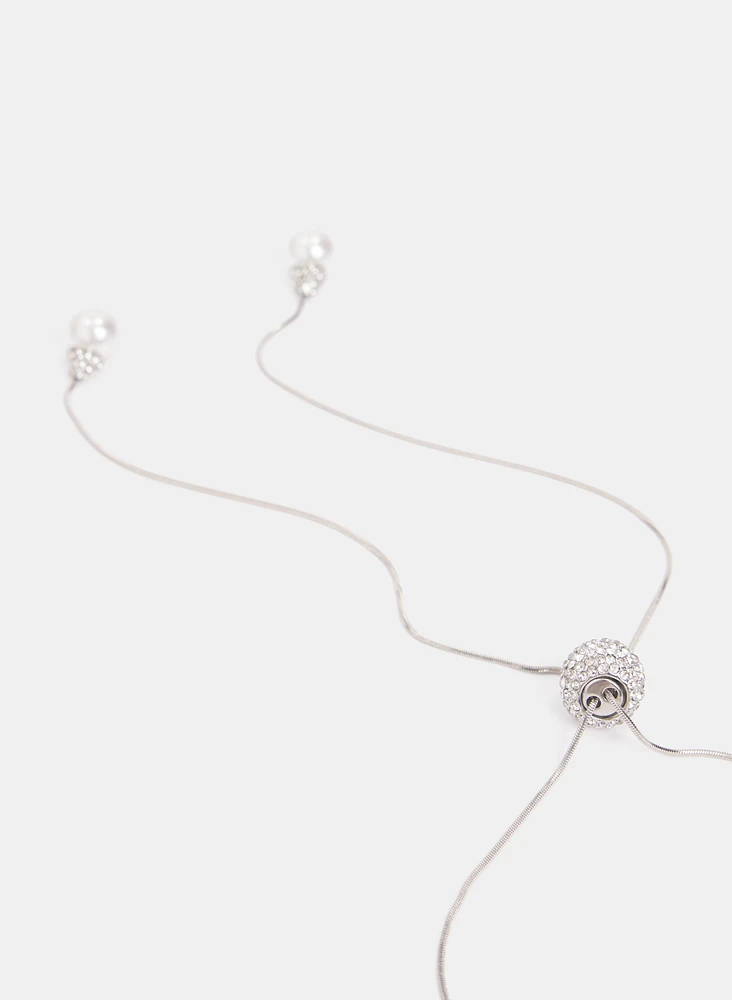Pearl Drop Bolo Necklace