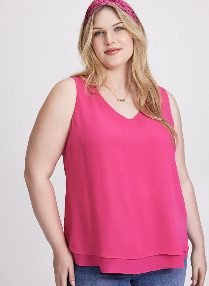 Blouse sans manches à effet superpos
