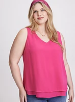 Blouse sans manches à effet superpos