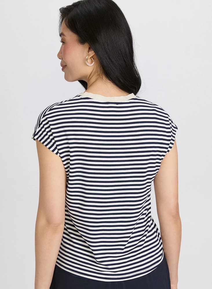 Striped Cap Sleeve T-Shirt