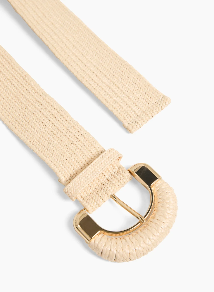 Ceinture élastique en paille tressée