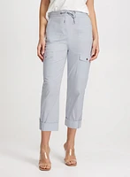 Cotton Drawstring Waist Cargo Capris