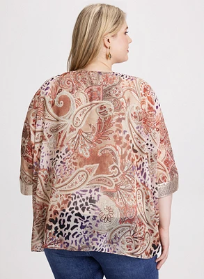 Paisley Print V-Neck Blouse