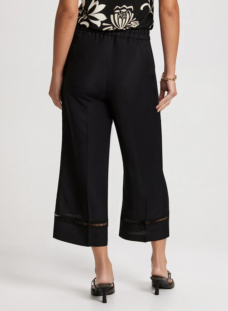 Wide Leg Linen-Blend Capris