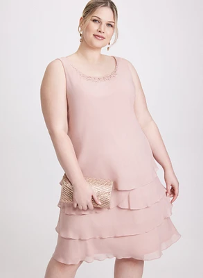 Chiffon Tiered Dress & Jacket Set