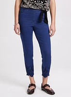 Embroidered Slim-Leg Jeans