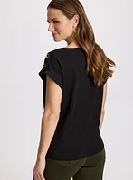 Stud Detail Cap Sleeve T-Shirt