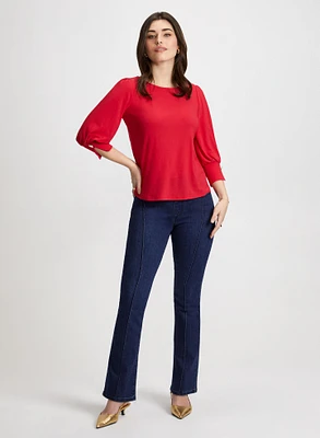 3/4 Sleeve Top & Bootcut Jeans