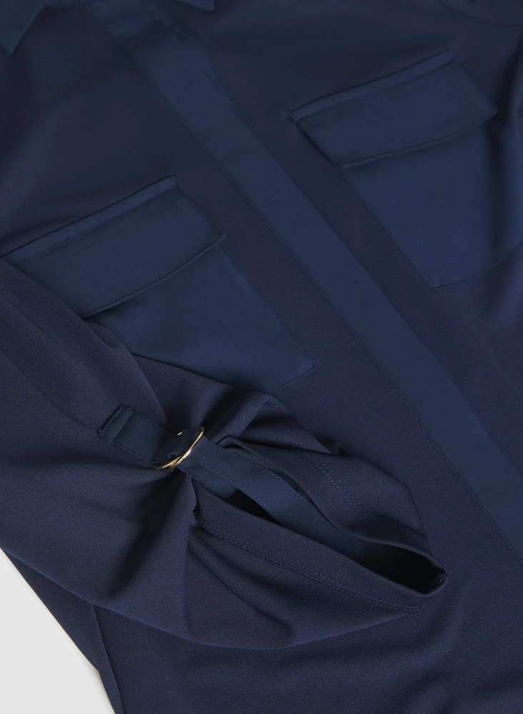 Jersey Button-Down Blouse