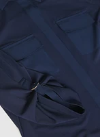 Jersey Button-Down Blouse