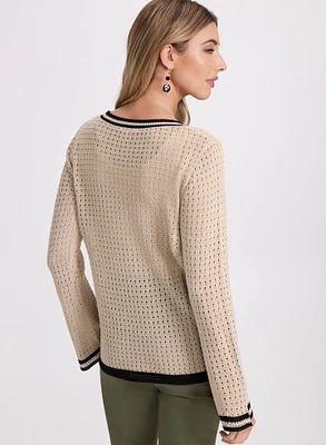 Contrast Open Knit Sweater