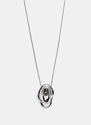 Two-Tone Oval Pendant Necklace