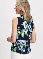 High Neck Self-Tie Floral Top