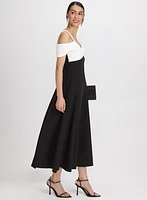 Colour Block Cold-Shoulder Dress