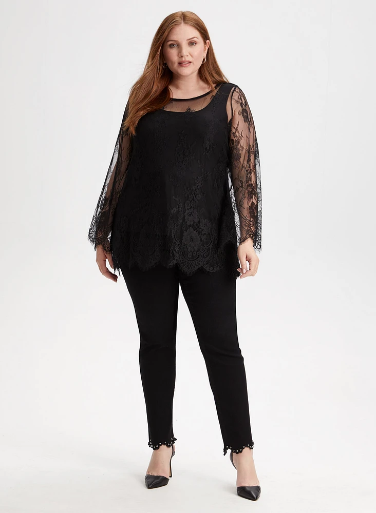 Eyelash Lace Popover Top