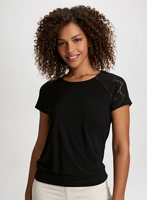 Short Eyelet Sleeve Top