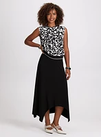 Abstract Print Top & Asymmetric Hem Skirt