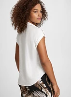 Linen Blend Knotted Blouse