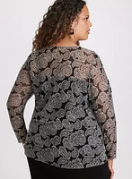 Illusion Neck Paisley Print Top