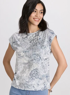 T-shirt chiné à motif paisley