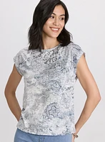 T-shirt chiné à motif paisley