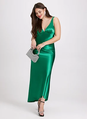 Cowl Back Satin Dress