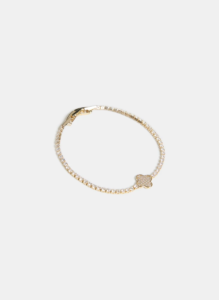 Cubic Zirconia Clover Insert Bracelet