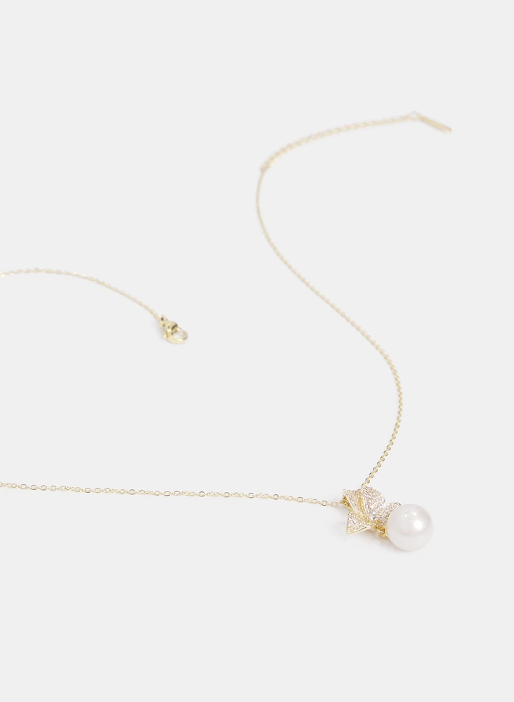 Floral Pearl Drop Necklace