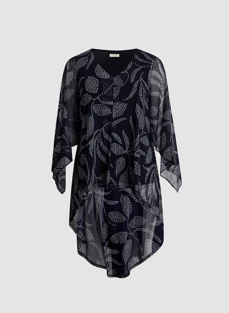 Leaf Print Asymmetric Tunic