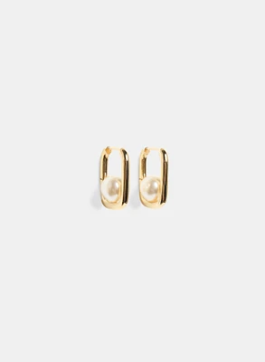 Pearl Detail Square Hoop Earrings