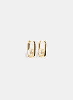 Pearl Detail Square Hoop Earrings