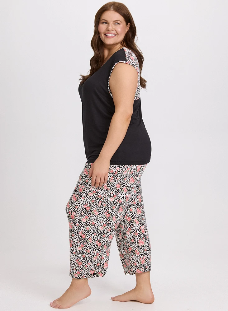 Ensemble de pyjama motif floral et animal