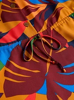 Tropical Drawstring Waist Dress