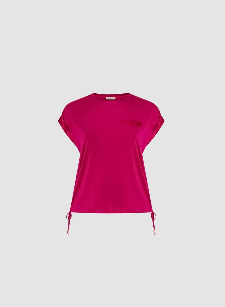 T-shirt uni à détails satinés