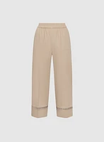 Stretch-Linen Crochet Detail Culottes