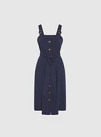Linen-Blend Button-Down Dress