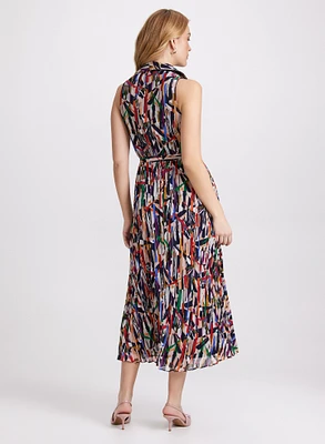 Abstract Plissé Dress