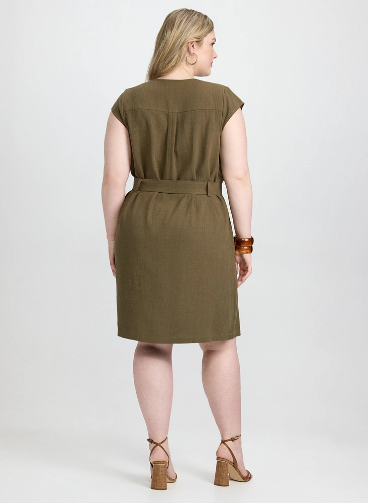 Robe en lin extensible à ceinture