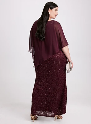 Sequin & Lace Maxi Dress