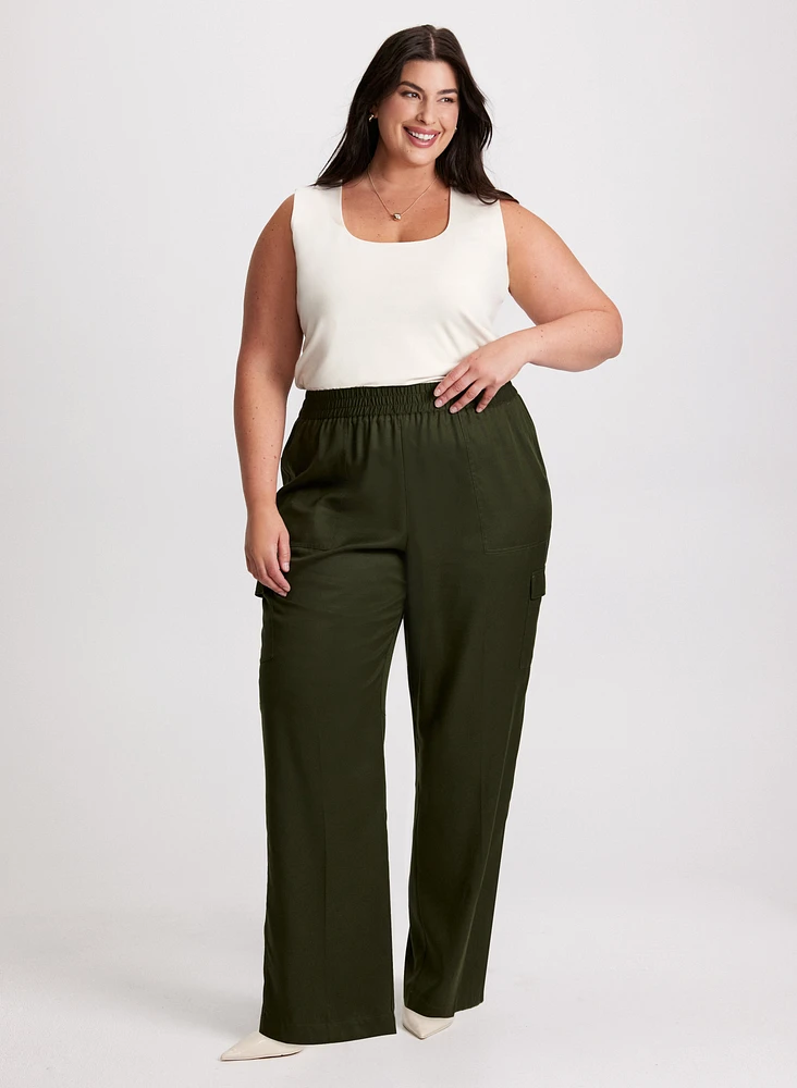 Square Neck Tank Top & Tencel Cargo Pants