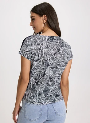 Knotted Leaf Print Top