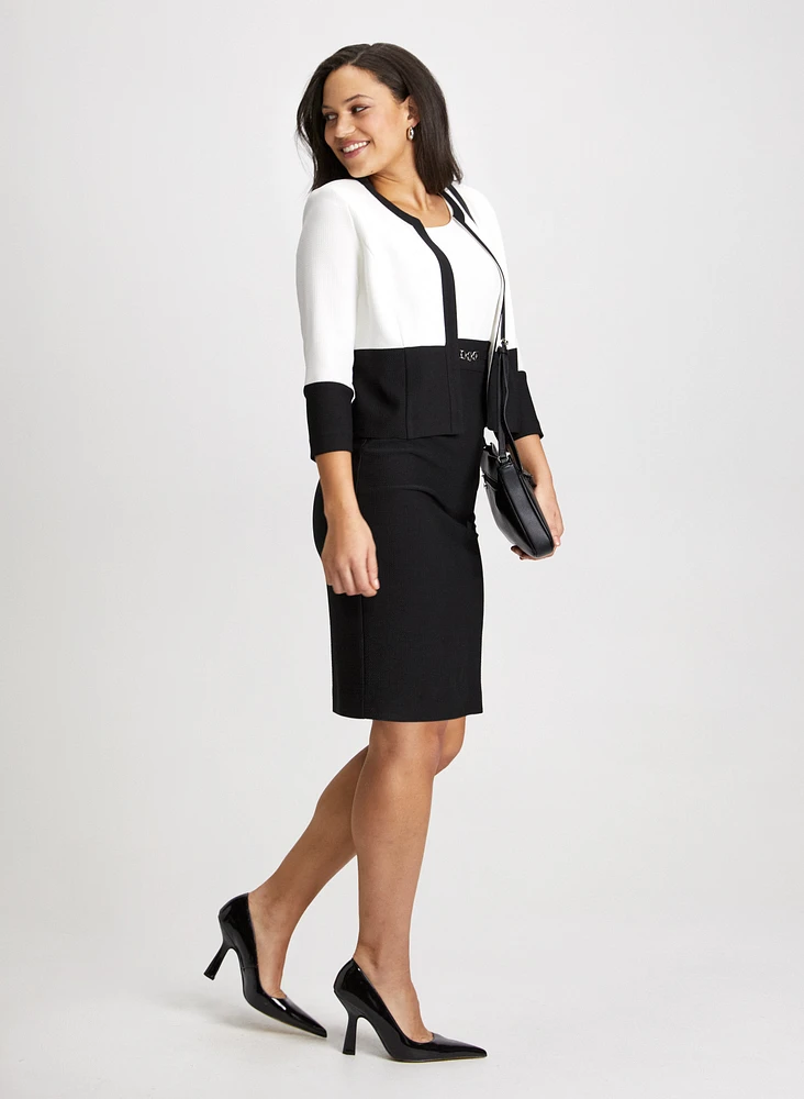 Ensemble veste et robe à bloc de couleurs