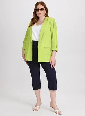 Blazer en mélange de lin et capri à enfiler avec fente latérale