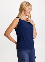 Drop Shoulder Ring Detail Top