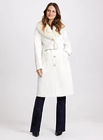 Manteau en mélange de laine à fausse fourrure