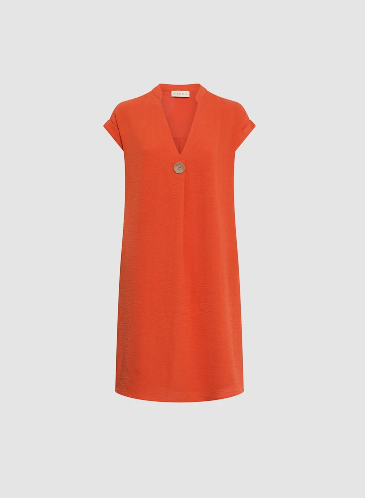 Short Crepe V-Neck Dress